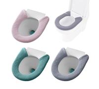 JTMKYO Funda para asiento de inodoro de 3 piezas, protector de asiento de inodoro, con botón, suave y cómodo, universal, alfombrilla cálida (3 colores)