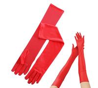 JTMKYO Guantes de Satén Rojos para Mujer - Largo de Codo 53cm - Para Noche, Ópera y Boda