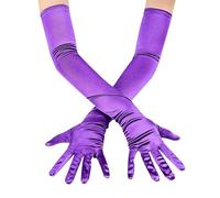 JTMKYO Guantes Largos de Codo para Mujer, Satén de 55 cm para Fiestas de Noche, Ópera, Bodas y Bailes de Graduación (Morado)