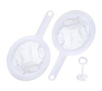 JTMKYO Juego de 2 coladores finos con mango largo y accesorio de prensa de filtro de 1 pieza, colador de malla fina, colador de cocina de malla, colador de malla fina de plástico, colador doméstico