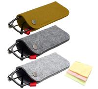 JTMKYO Juego de Caja de Almacenamiento para Gafas - 3 Bolsillos y 3 Paños, Funda Suave y Ultrafina para Gafas de Sol - Gris, Talla Única