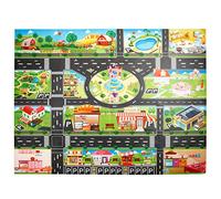 JTMM Alfombra de Juguete(39 * 51in/100 * 130cm) Road Playmat Juguete, PVC de plástico para niños, Alfombra Impermeable Ciudad Vida Ideal para Jugar con Coches y Juguetes