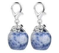 JTMY Juego de 2 llaveros con gemas de frutas y piedras de cristal energético para bolso, mochila, bolso, joyería, accesorio de sodalita azul