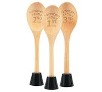 JTNero 3 piezas Cuchara de madera Trofeo con base 1. 2. 3. Lugar Spoon Award Cuchara extraíble Precio divertido Chili Cocinar Precios Personalizado para hornear chile (color de registro)