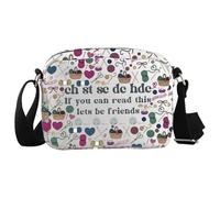 JTOUK Bandolera de ganchillo con texto en inglés "If You Can Read This Lets Be Friends", regalo para amantes del ganchillo, Lets Be Friends Hkb Eu, 8.27 Inches × 5.91 Inches × 0.79 Inches