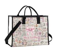 JTOUK Bolsa cristiana religiosa con versículo bíblico con texto en inglés "She Is Worthy Proverbios", Proverbios 31 Lt Eu, 14.96”* 6.7”* 11.81” ,Large