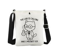 JTOUK Bolsa cruzada de gato de química The Lab is Calling Science Cat Gift Laboratory Tech Gift Funny Scientist Merch, The Lab Cb Eu, 5.91 Inches ×8.27 Inches