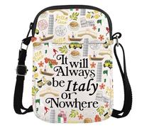 JTOUK Bolsa cruzada de viaje de Italia para regalo de despedida de soltera italiana con texto en inglés "It Will Always Be Italy or Nowhere", Be Italy Cr Eu, 5.91 Inches ×8.27 Inches