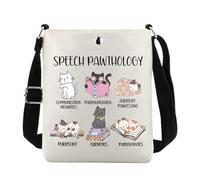 JTOUK Bolsa cruzada para patólogos del habla, terapia del habla, mercancía para gatos, patología del habla, regalo, Speech Pawthology Cb Eu, 8.27 Inches ×6.5 Inches × 0.79 Inches