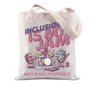 JTOUK Bolsa de mano de apoyo para autismo, educación especial, regalo para profesor, regalo para terapeuta de comportamiento, Inclusion Jam Tote Eu, 14.96”* 6.7”* 11.81” ,Large