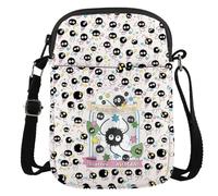 JTOUK Bolso cruzado inspirado en el anime japonés, diseño de conejitos de polvo, color negro, Human Cr Eu, 5.91 Inches ×8.27 Inches