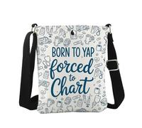 JTOUK Born to Yap Forced to Chart - Bolso cruzado para enfermera, regalo de graduación, regalo de semana de enfermería, regalo para estudiantes de enfermería, A gráfico Cb Eu, 8.27 Inches ×6.5 Inches