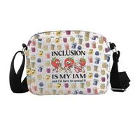 JTOUK Inclusion is my JAM - Bolso cruzado para concienciación sobre el autismo, regalo de fresa para educación especial para profesores, Inclusion Jam Hkb Eu, 8.27 Inches × 5.91 Inches × 0.79 Inches