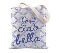 JTOUK Italy Ciao Bella - Bolsa de mano para regalo de luna de miel, regalo para amantes de los viajes de Italia, Ciao Tote Eu, 14.96”* 6.7”* 11.81” ,Large