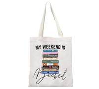 JTOUK J-Austen Bookish Gift Jane Book Bag Austen Book Club Fans Literary Gift My Weekend Is Booked Tote Bag, Jane Tote Eu, 13.78 inch x 15.75 inch, Large