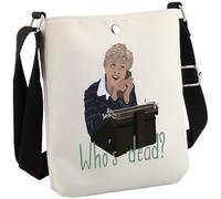 JTOUK Murder TV Show Inspired Gift TV Murder Mystery Series Gift Jessica Fletcher Fan Gift Who's Dead Jessica Fletcer Bolsa de mano, Who's Dead Cb Eu, 13.78 inch x 14.96 inch, Large