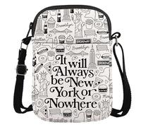 JTOUK New York Travel Gift NYC Souvenirs It Will Always Be New York Or Nowhere Travel Crossbody Bag para los amantes de Nueva York, Be New York Cr Eu, 5.91 Inches ×8.27 Inches