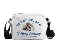 JTOUK Out of Breath Hiking Society - Bolso cruzado para senderismo, regalo sarcástico de mapache para amantes del senderismo, Breath Hiking Hkb Eu, 8.27 Inches × 5.91 Inches × 0.79 Inches