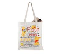 JTOUK Pooh Bear - Bolsa de mano inspiradora con temática de oso Un día sin risas es un día perdido, Pooh I Am Bolso corto EU, 13.78 inch x 14.96 inch, Large
