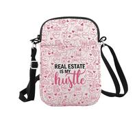 JTOUK Real Estate Is My Hustle - Bolso cruzado novedoso para agente inmobiliario, regalo de agradecimiento para agentes inmobiliarios, Real Estate Cr Eu, 5.91 Inches ×8.27 Inches