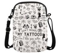 JTOUK Regalo para amantes de los tatuajes, regalo para artistas del tatuaje, no te preocupes, no te gustas, bolsa cruzada para tatuadores, My Tattoos Cr Eu, 5.91 Inches ×8.27 Inches