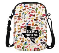 JTOUK Texas Travel Gift Texas Lone Star State Gift - Bolsa cruzada de viaje para despedida de soltera Texas Is Calling And I Must Go, Texas is Calling Cr Eu, 5.91 Inches ×8.27 Inches