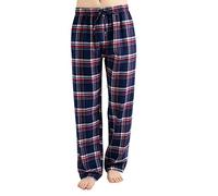 JTPW Men's 100% Cotton Flannel Sleep Pyjama Pants With Pockets, Blue White Plaid, Size: S