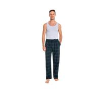 JTPW Men's 100% Cotton Flannel Sleep Pyjama Pants With Pockets, Navy Green Plaid, Size: M