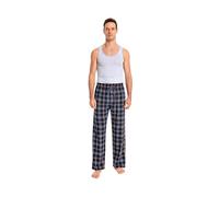 JTPW Men's 100% Cotton Flannel Sleep Pyjama Pants with Pockets, Yellowish Navy Plaid, Size:2XL