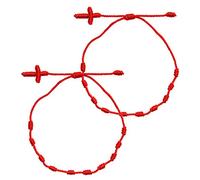 JTQYFI 2 piezas/set pulsera de cuerda roja de la cábala para proteger la buena suerte cruz 7 nudos trenzado joyería regalo mujer encanto, talla única, como se describe