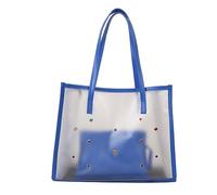 JTQYFI 2pcs/Set Bolso de hombro de PVC transparente para bolso de mujer, viajes de playa y datos de compra, bolsas de viaje transparentes, azul