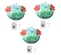 JTQYFI 3 bebederos para pájaros decoratvie pequeños de cristal con diseño elegante hecho a mano, adecuado para la disposición al aire libre de bebedero para pájaros al aire libre