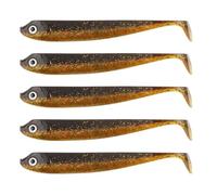 JTQYFI 5 señuelos de goma hundidos de 9,5 cm, cola en T flexible, PVC bicolor ideal para pesca de lucioperca, señuelos de goma hundidos