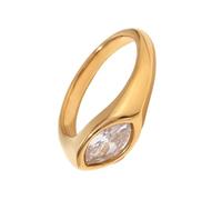 JTQYFI Anillos de sello de circonita de ojo de caballo de moda de acero inoxidable 316L, accesorios para los dedos, resistentes al deslustre, joyas para el día a día, coloridas y modernas, como se