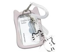JTQYFI Clear Bus Card Sleeves Katzen Ohrfotokartenhalter Schlüsselbund Anhänger Abdeckung Hülle Schutzhülsen Katzen Kopfhörer Busskkarten Ärmelschlüsselkettenanhänger Kreditkartenabdeckung