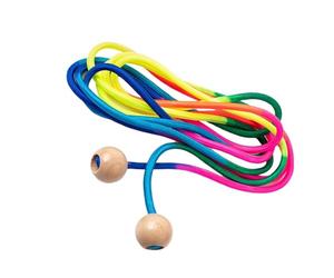 JTQYFI Cuerda de 5 m de largo arco iris con mango de bola de madera, cuerda de saltar grupos, longitud ajustable, cuerda de saltar para divertirse al aire libre, comba de velocidad con mango de bola