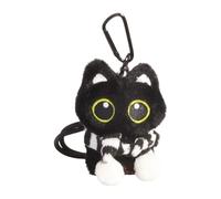 JTQYFI Figuras de felpa de gatos negros llaveros hechos de materiales de tela de algodón PP Accesorio de moda para mayor durabilidad y estilo decoración portátil del bolso, Black And White Scar, Talla