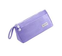 JTQYFI Lápiz de Gran Capacidad Doble Capa Bolsa de Pana 2 Bolsas Compartimiento Para Estudiante Boy Girl School Bolsa De Tela, morado