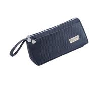JTQYFI Lápiz de Gran Capacidad Doble Capa Bolsa de Pana 2 Bolsas Compartimiento Para Estudiante Boy Girl School Bolsa De Tela, azul