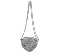 JTQYFI Monedero con lentejuelas brillantes en forma de corazón pequeño bolso de hombro para San Valentín bolso pequeño bolso de hombro para mujeres y niñas lentejuelas bandolera, plata, Mass Beauty