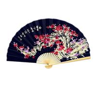JTQYFI Pieza Decorativa Abanico de Pared con Tema Chino Tela de Seda Marco de bambú Abanico Plegable de Gran tamaño para Colgar en la Pared Decoraciones de exhibición Regalo Cultural