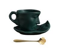 JTQYFI Románticos Conjunto de Pareja Beso Abstracto Taza Y Plato De Cerámica Con Cuchara Regalo Para Cumpleaños De San Valentín Y Aniversarios