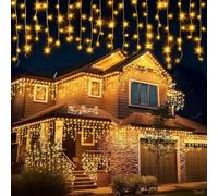 JTSIOV Cortina de Luces Navidad Exterior，10m 400 LED Cascada Luces de IP44 Impermeable con 8 Modos,Cortina Led Función de Memoria, Temporizador, Decoración para Navidad, Fiesta, Boda