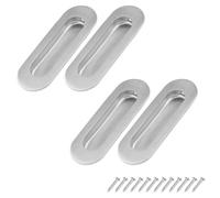 JTUYPT 4 Pcs Tiradores Empotrados Puertas Correderas Tiradores de Puerta Corredera Empotrado de Acero Inoxidable Oval Manija de Puerta Corredera con Tornillo para Puertas Cajones Armarios(120x40mm)