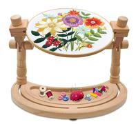 JTWSR Soportes para Bastidores de Bordado, Soporte de Aro de Bordado de Punto de Cruz Ajustable Y Giratorio de 360°, Soporte de Aro de Bordado de Madera Dea Natural, Soporte de Manos Libres, para Cost