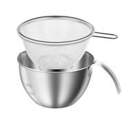 Jtxcreate Tazones Mezcladores con Escurridor | Cestos escurridores de acero inoxidable con asa,400 ml Cuencos Mezcladores con Colador - para Cocina Rústica, Comedor, Jardín, Barbacoa, Preparación de