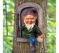 JTZXJJX Figura de gnomo de resina de elfo fuera de la puerta, estatua de jardín, gnomos colgantes de jardín, decoración de gnomos para patio, adorno de césped (hombres)