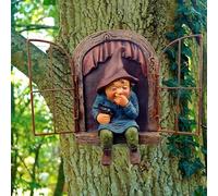 JTZXJJX Figura de gnomo de resina de elfo fuera de la puerta, figura de gnomo de resina para jardín, decoración de árbol para patio, adorno de césped (mujeres)