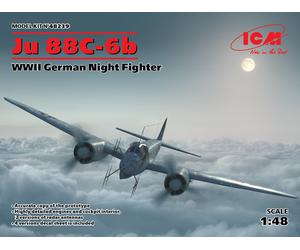 Ju 88c-6b, WWII German Night Blue Fighter 1:48 Plástico Modelo Kit Icm
