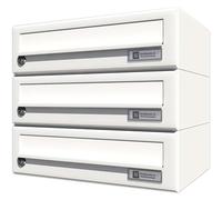 JU HBFA3/08-502 RAL9016 Caja de 3 Piezas, 375 x 330 x 280 mm, Acero Blanco RAL 9016, Plata